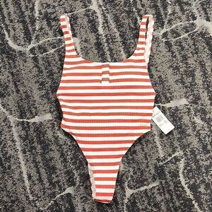 Roxy Stripped Ribbed Swimsuit S
